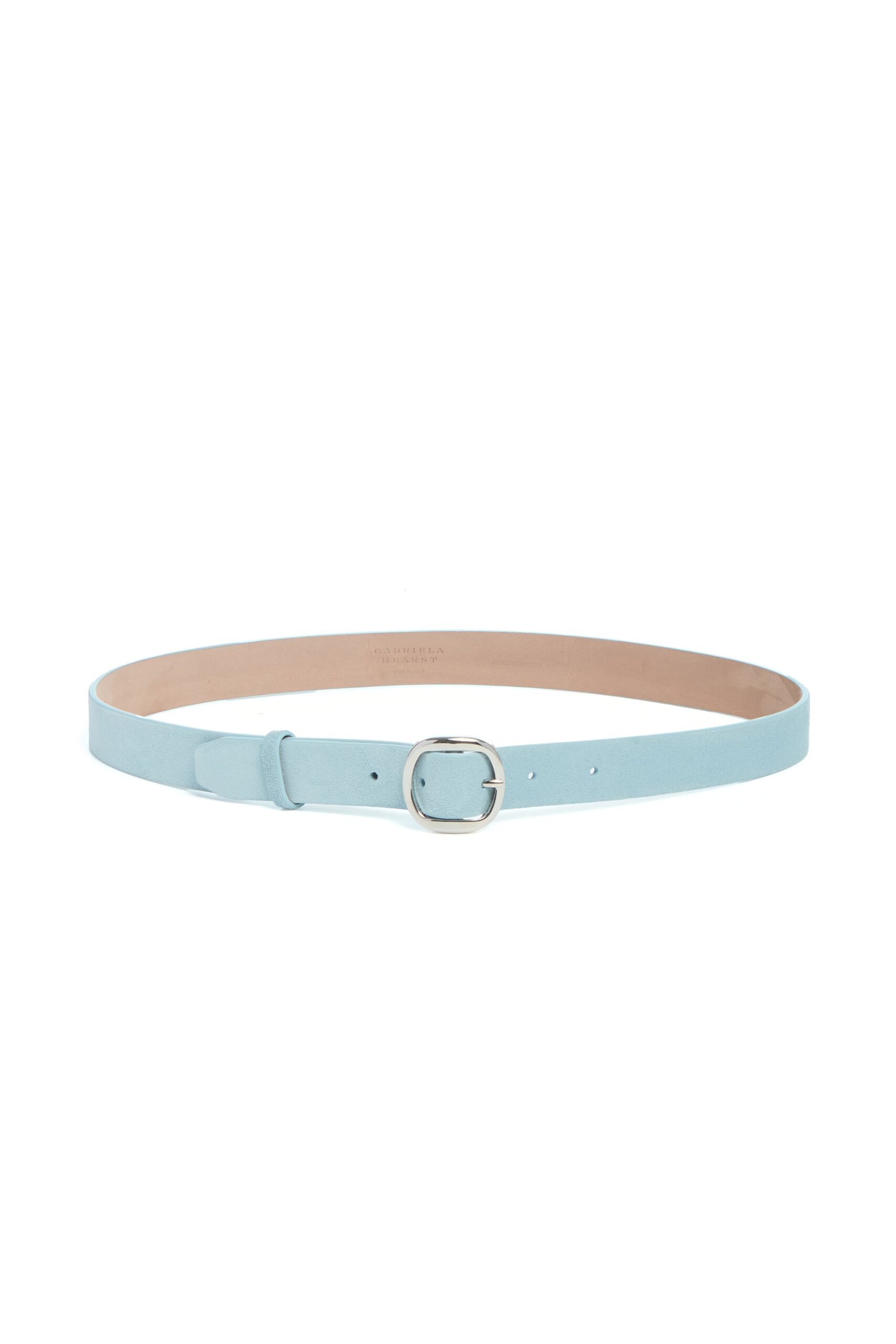 Gabriela Hearst Thin Elster Belt in Light Blue Suede gabriela hearst belt