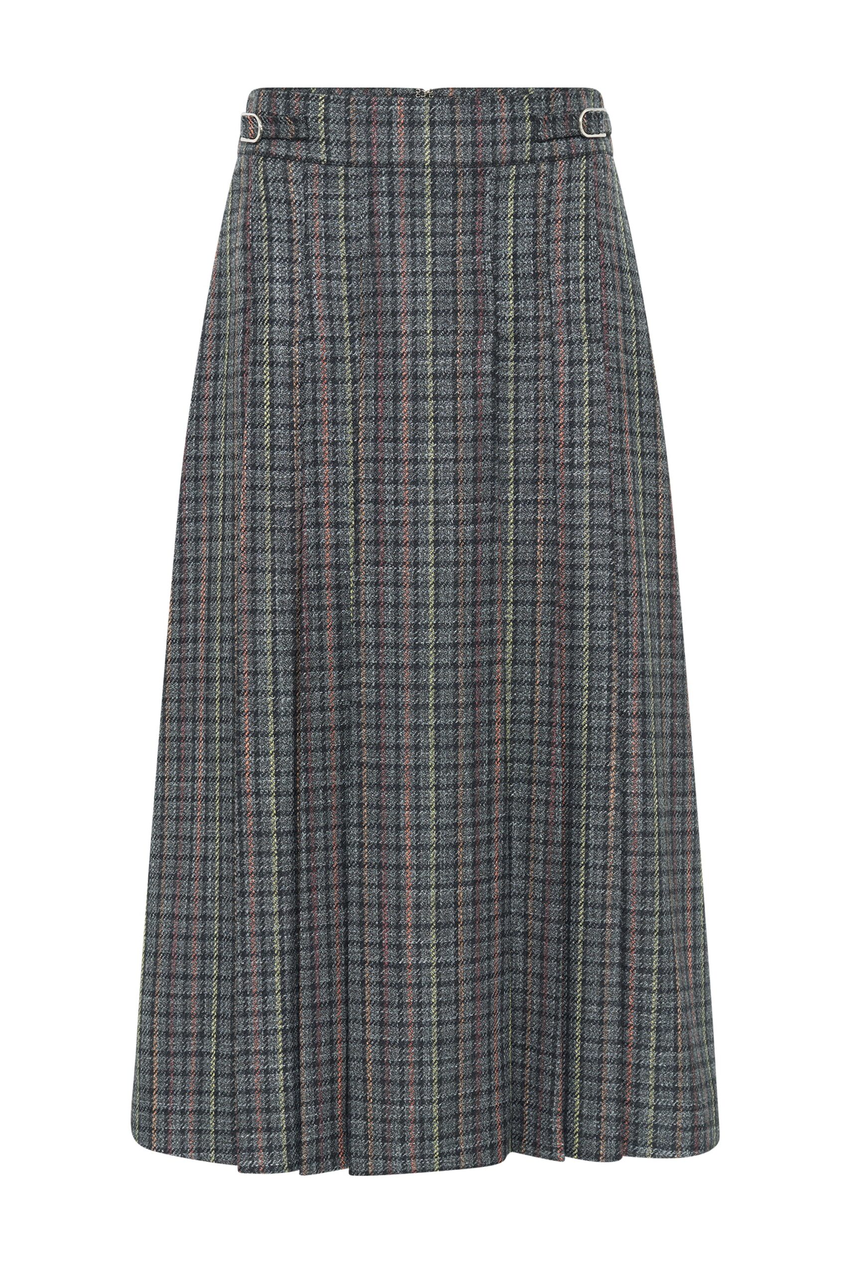 Gabriela Hearst Wesley Pleated Skirt in Charcoal Multi Wool Silk Houndstooth gabriela hearst skirt