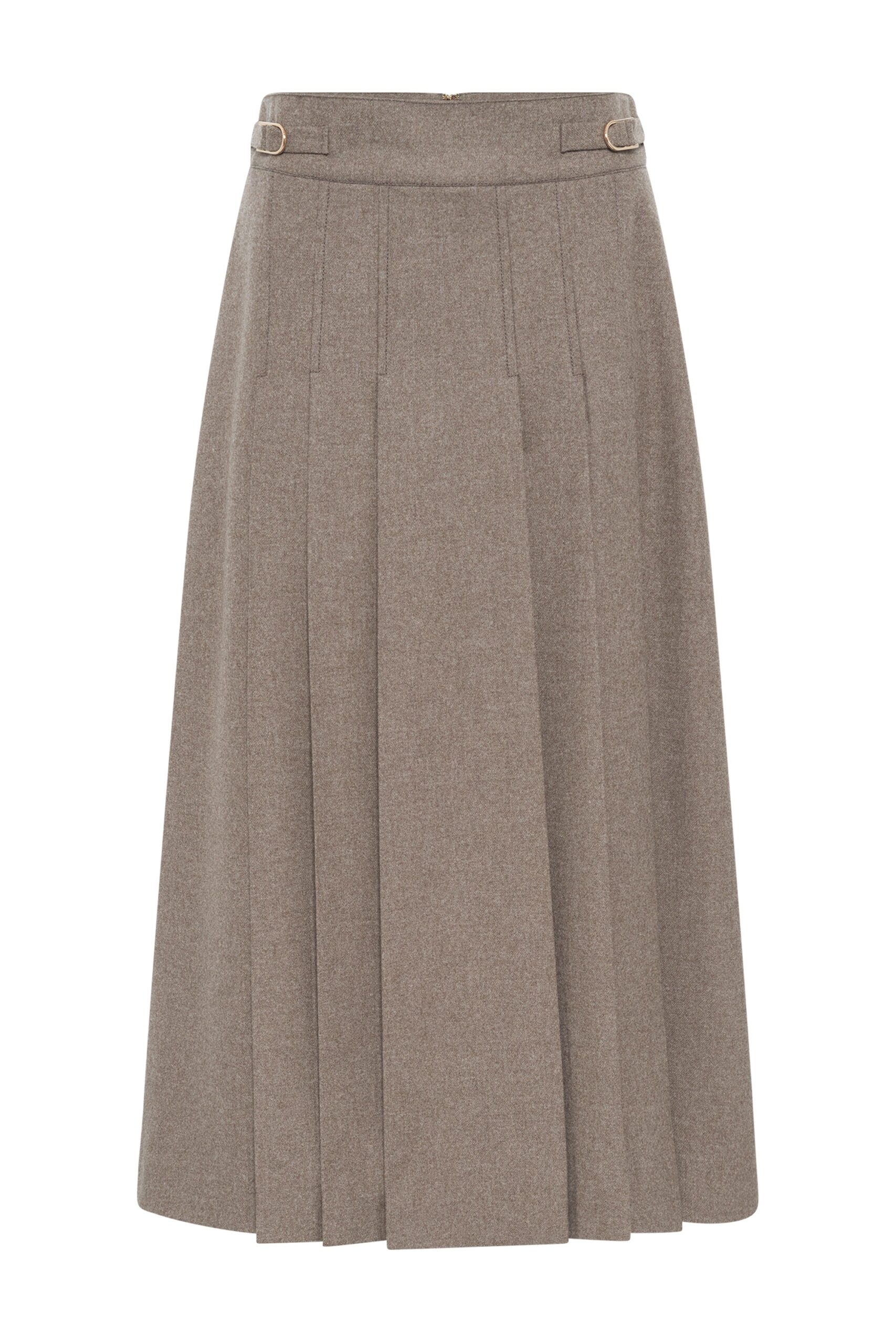 Gabriela Hearst Wesley Pleated Skirt in Walnut Wool Cashmere Flannel gabriela hearst skirt