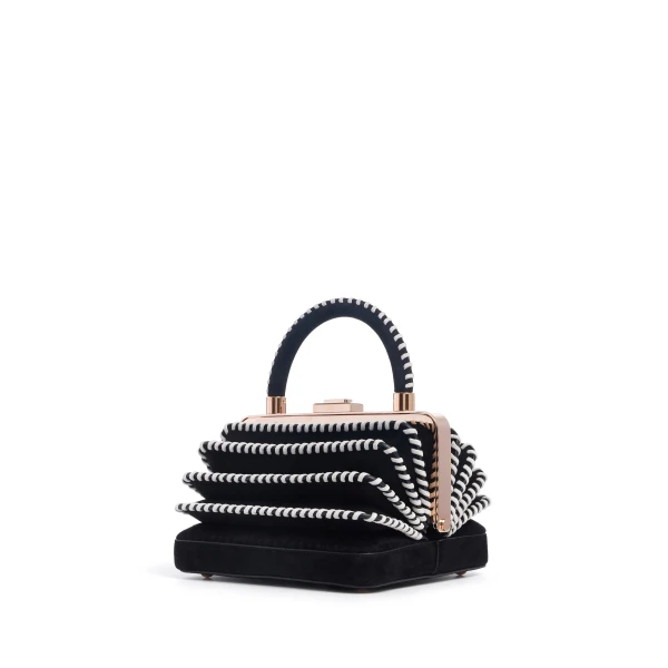 Whipstitch Diana Bag in Black Suede