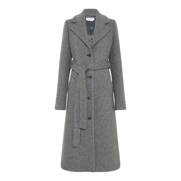 William Coat in Charcoal Multi Cashmere Wool Herringbone