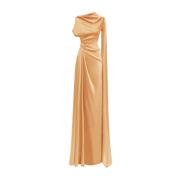 Asymmetrical Neckline Draped Dress