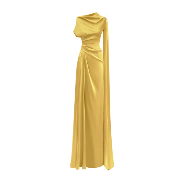 Asymmetrical Neckline Draped Dress