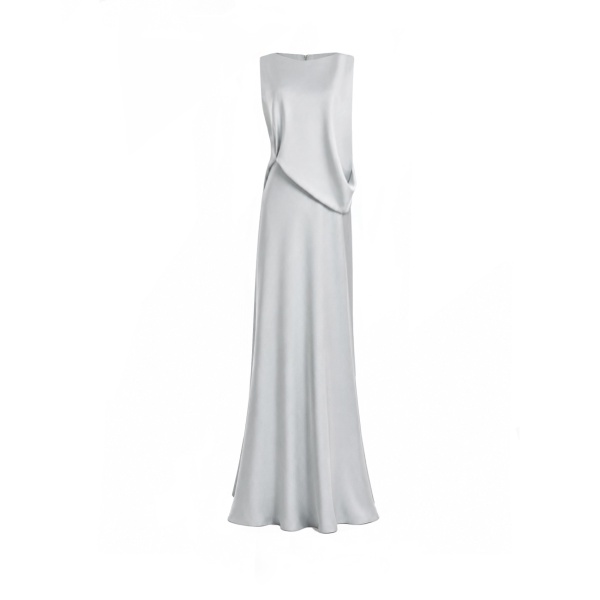 Gemy Maalouf Bateau-Neck Satin Dress