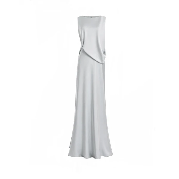 Bateau-Neck Satin Dress