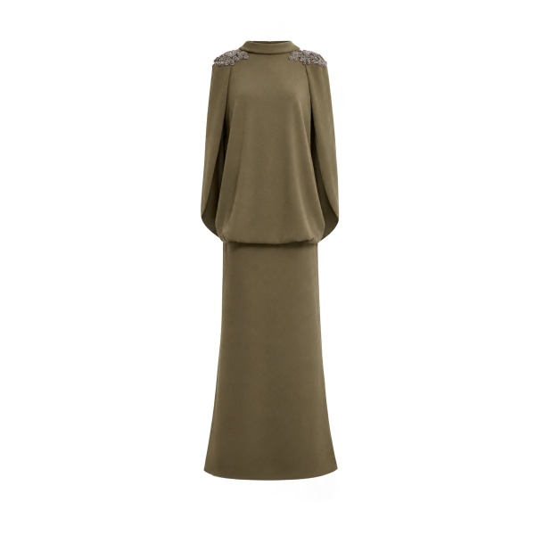 Gemy Maalouf Beaded High-Neck Dress
