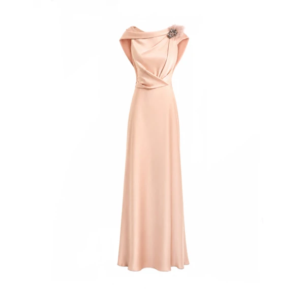 Draped Brooch Dress