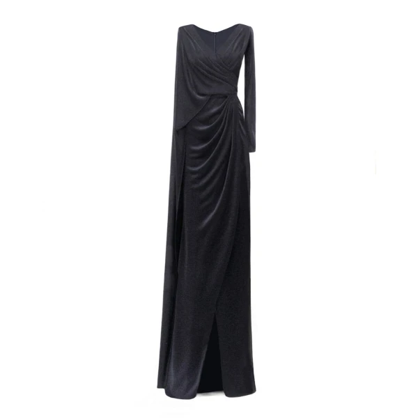 Draped Dress With A Cape-like Sleeve