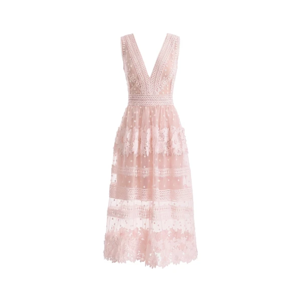 Floral Tulle Midi Dress