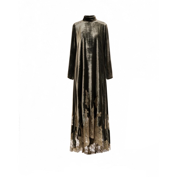Gemy Maalouf Loose-Cut Lace-Hem Dress
