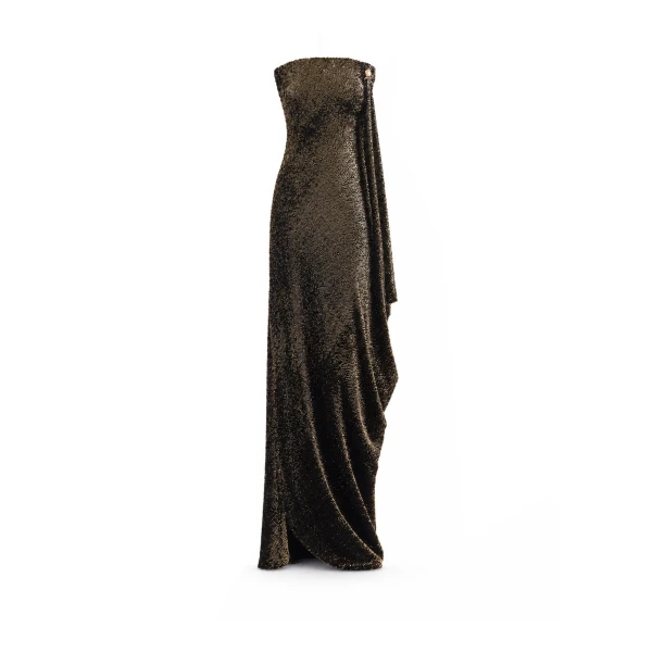 Sequined Crystal Neckline Dress