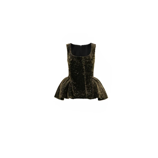 Gemy Maalouf Square-Neck Peplum Top