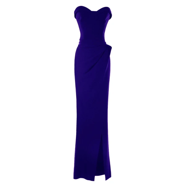 Strapless Blue Crepe Dress