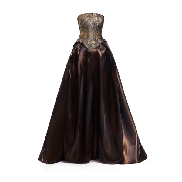 Gemy Maalouf Strapless Corset Satin Dress