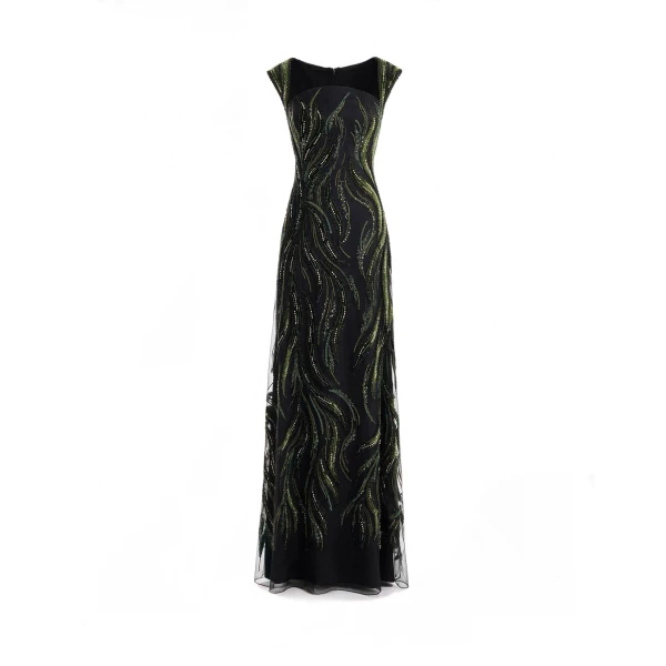 Wide-Strap Beaded Dress