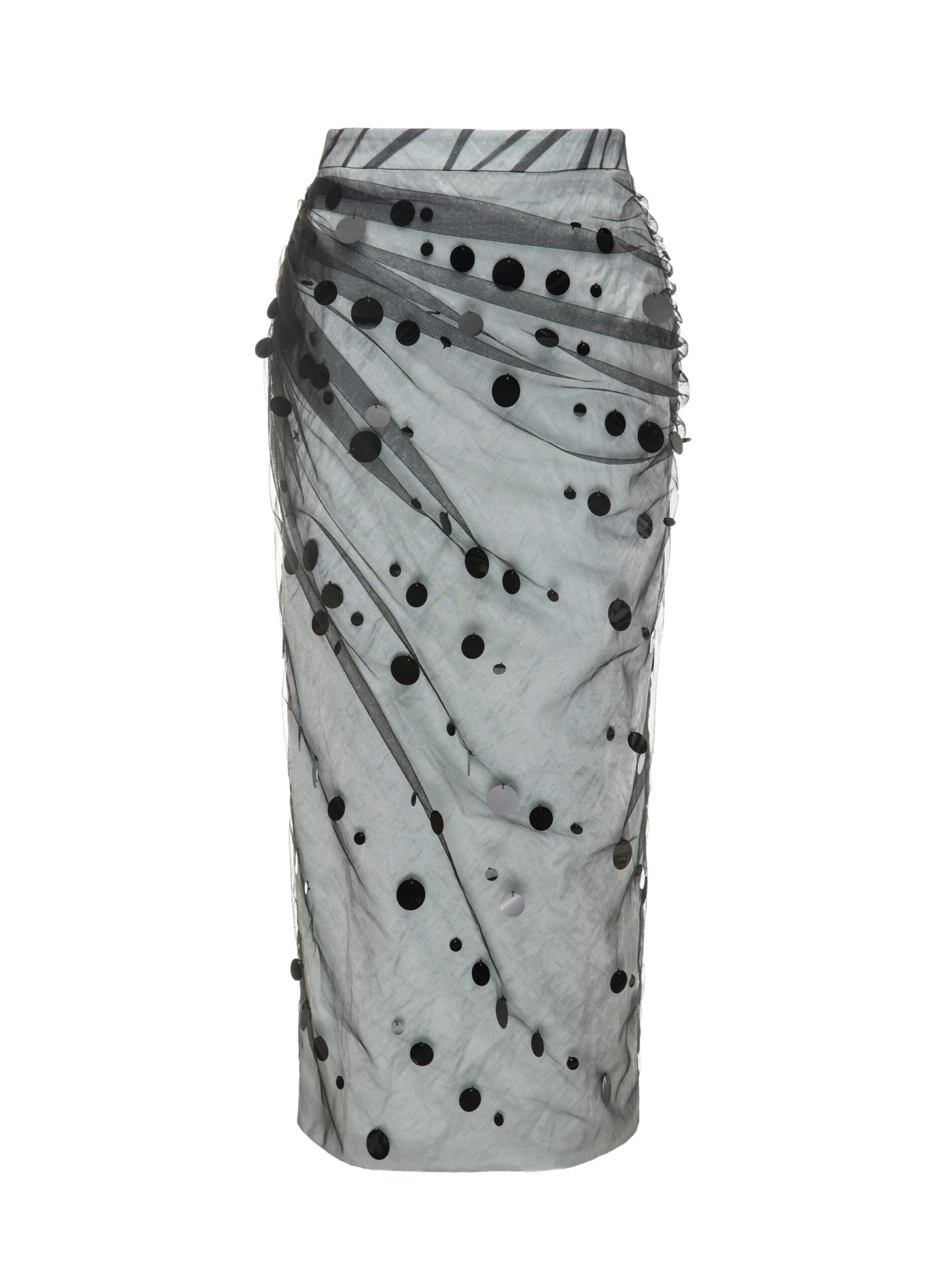 Kahili Skirt in Glacier Blue Black Embroidered Tulle