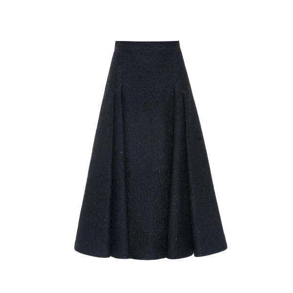 Hayley Midi Skirt in Navy Cloque
