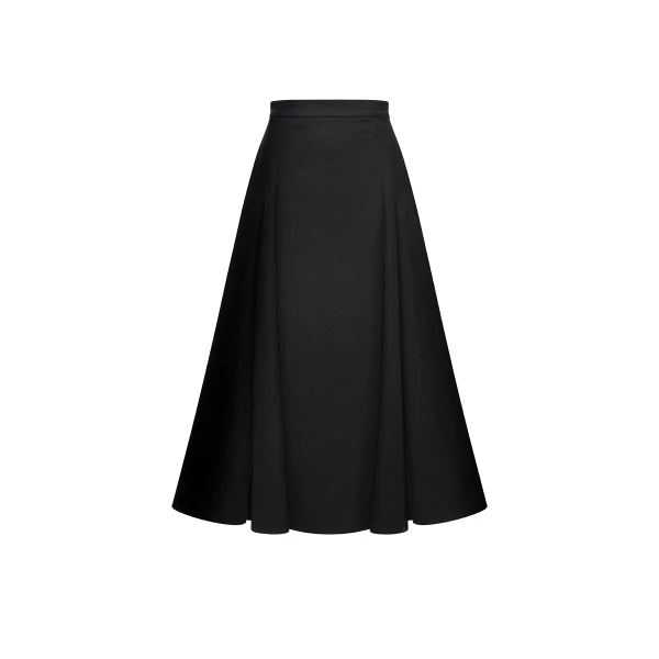 Hayley Midi Skirt in Black Linen