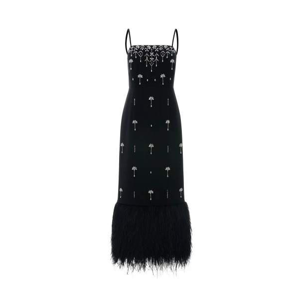 Astra Midi Dress in Black Crepe