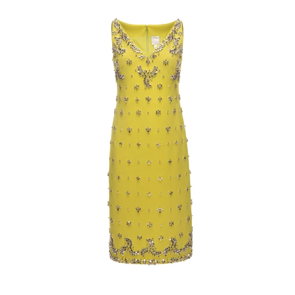 Calypso Dress in Wild Lime Embellished Crepe