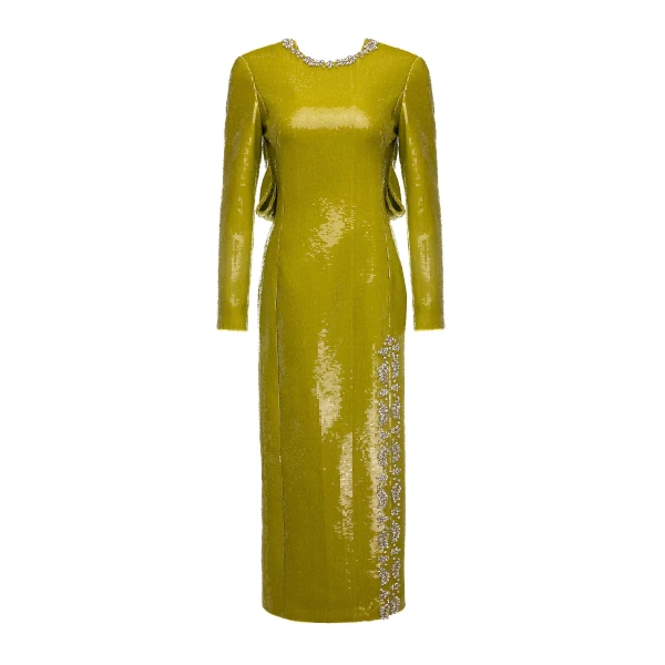 Arthemis Dress in Wild Lime Embellished Crepe