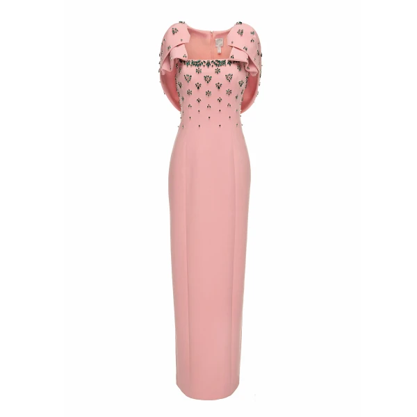 Adelaide Gown in Pink Quartz Embellished Crepe