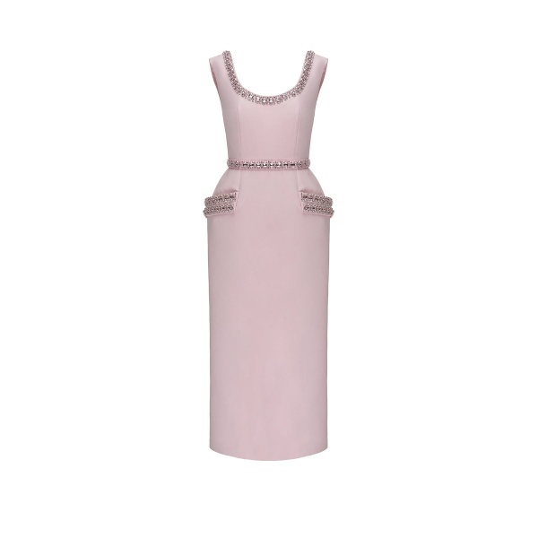 Dries Van Noten Danna Dress in Pink Embellished Crepe