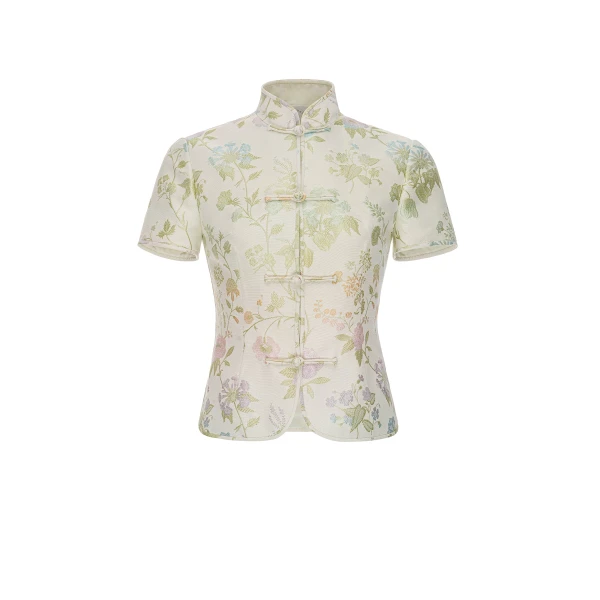 Dries Van Noten Danny Top in Ivory Multi Jacquard