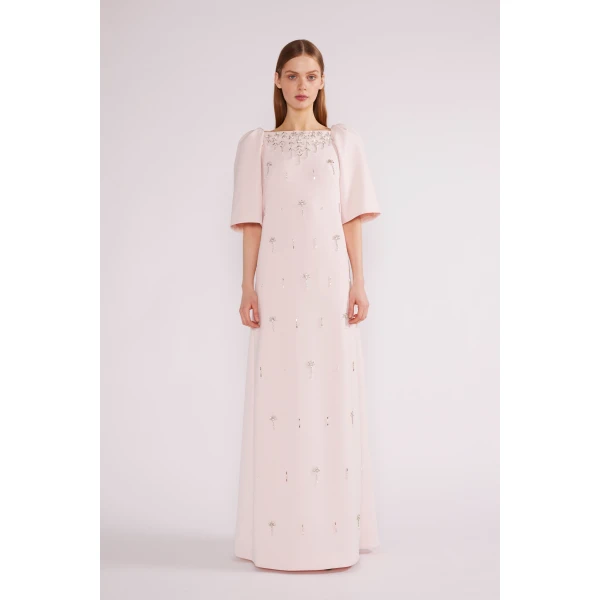 Daphne Gown in Pale Pink Crepe - Image 2