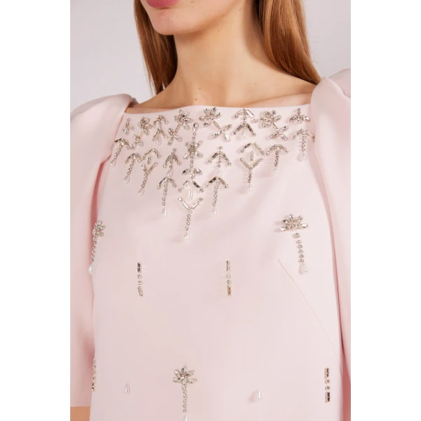 Daphne Gown in Pale Pink Crepe - Image 6