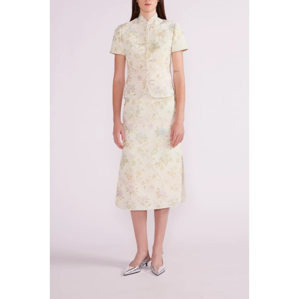 Dario Skirt in Ivory Multi Jacquard - Image 3