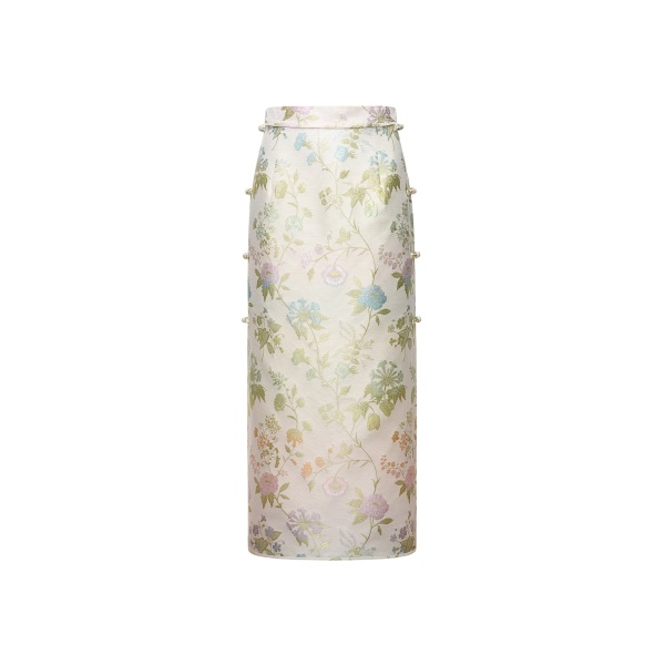 Dries Van Noten Dario Skirt in Ivory Multi Jacquard
