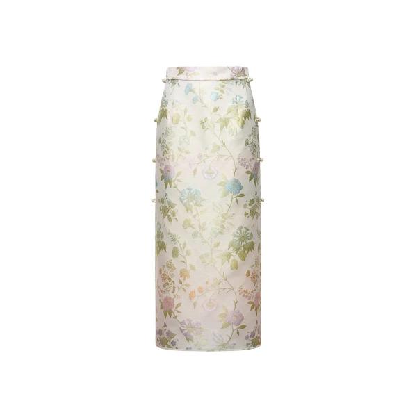 Dries Van Noten Dario Skirt in Ivory Multi Jacquard