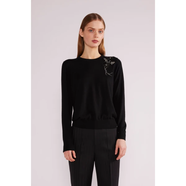 Delilah Jumper in Black Baby Cashmere - Image 2