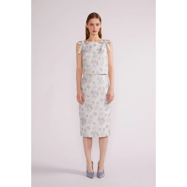 Dina Top in Light Blue Jacquard - Image 2