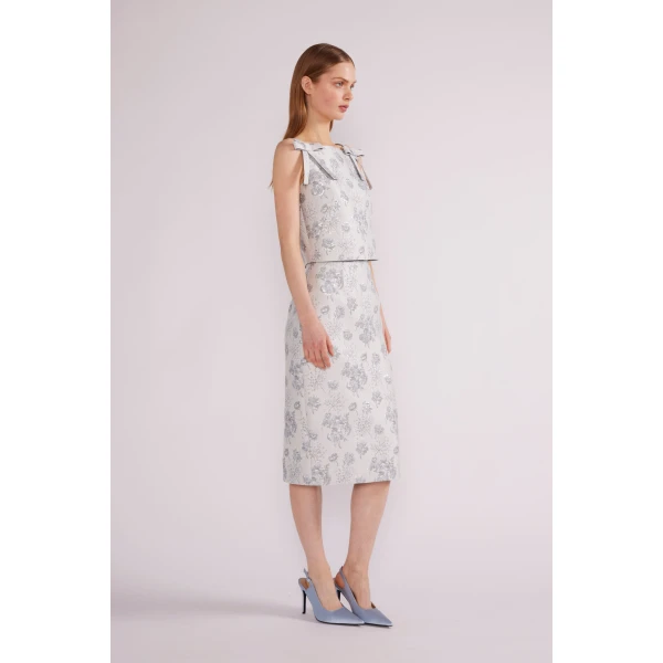 Dina Top in Light Blue Jacquard - Image 3