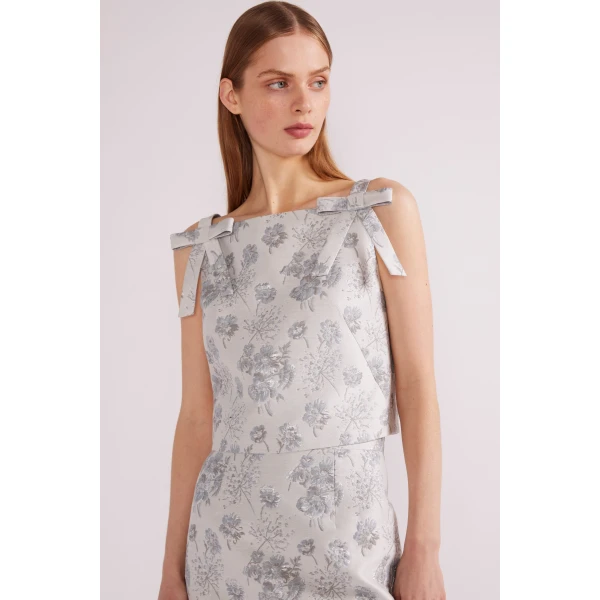 Dina Top in Light Blue Jacquard - Image 4