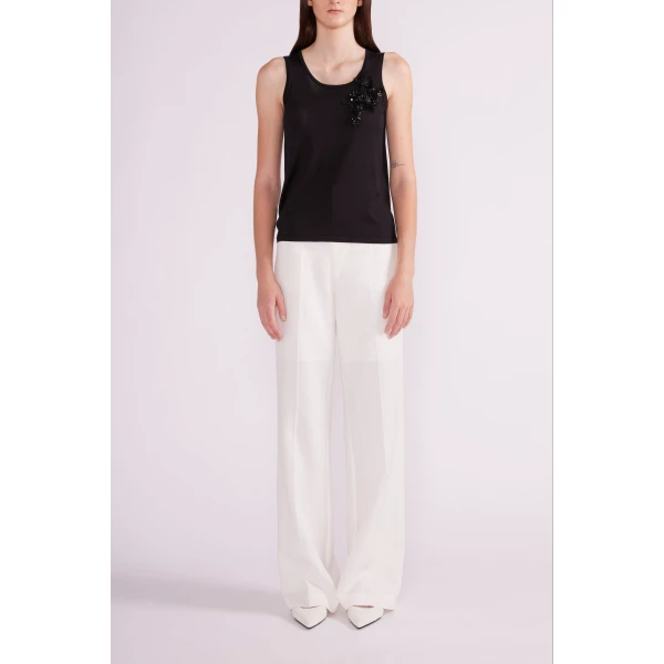 Dorota Tank Top in Black Silk - Image 3