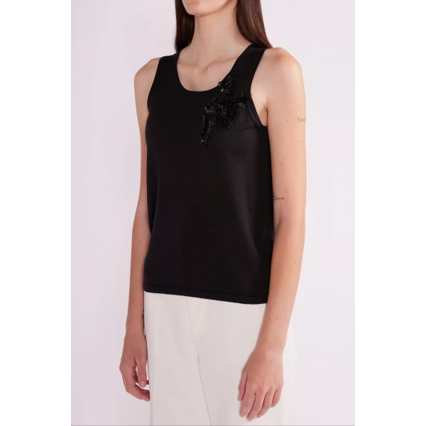 Dorota Tank Top in Black Silk - Image 6
