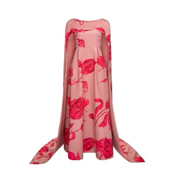 Drew Gown in Pink Fuchsia Duchesse