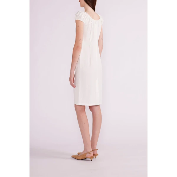 Eileen Midi Dress in White Linen - Image 5