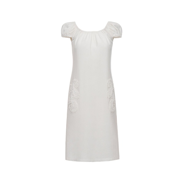 Dries Van Noten Eileen Midi Dress in White Linen