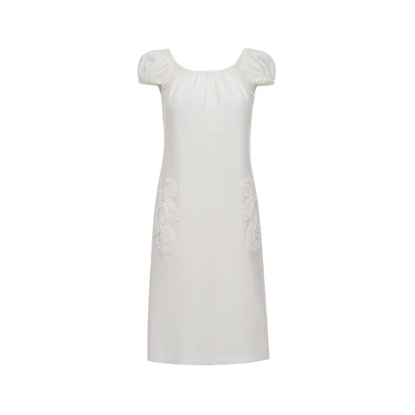 Eileen Midi Dress in White Linen