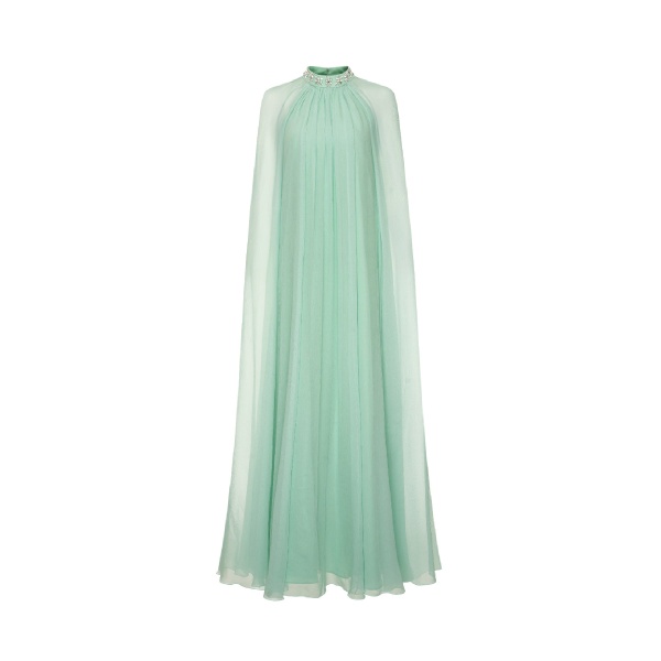 Dries Van Noten Elinda Gown in Mint Chiffon