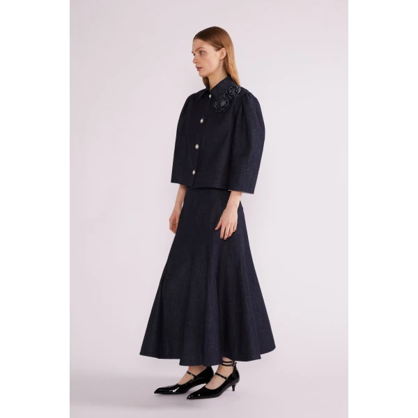 Ellen Midi Skirt in Indigo Denim - Image 3