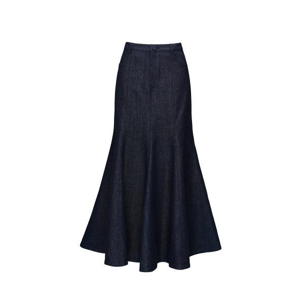 Dries Van Noten Ellen Midi Skirt in Indigo Denim