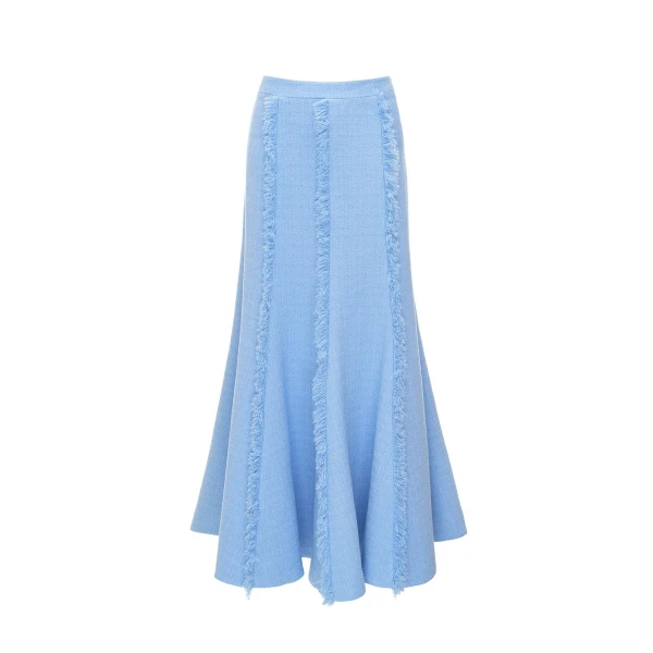 Ellen Midi Skirt in Sky Blue Tweed