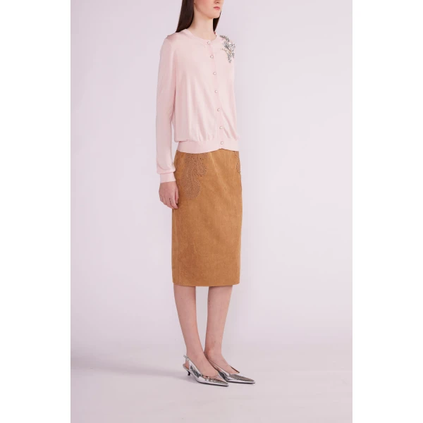 Ellis Cardigan in Pink Silk - Image 4