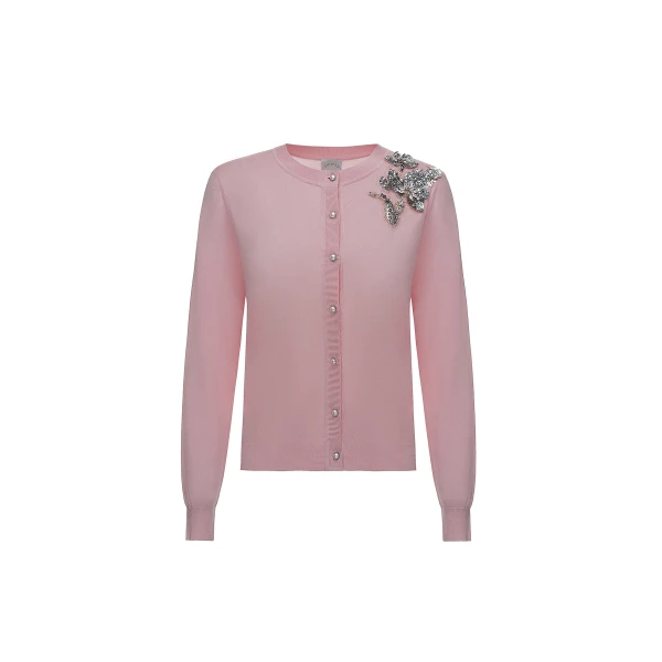 Ellis Cardigan in Pink Silk