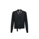 Dries Van Noten Ellis V-Neck Cardigan in Black Silk